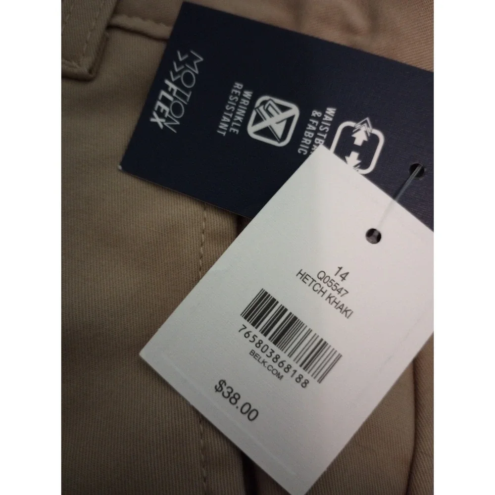 Crown & Ivy Kids Boys Khaki Motion Flex Chino Shorts Size 14 Regular NWT
